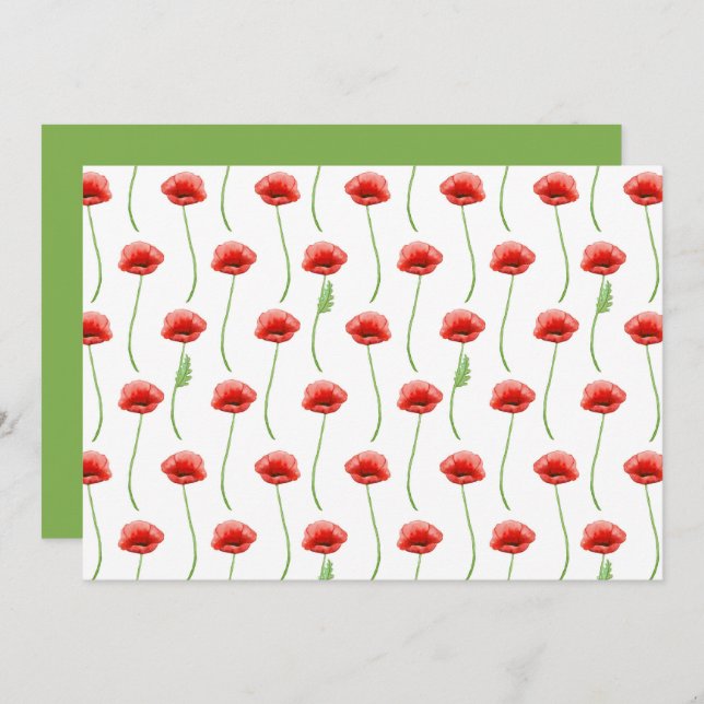 Cartão De Notas Poppies Floral Botanical Note Card (Frente/Verso)