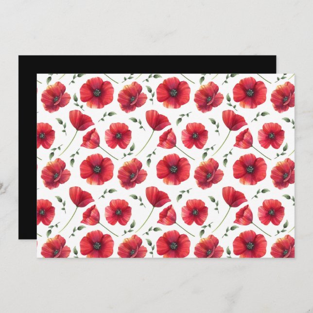Cartão De Notas Poppies Floral Botanical Note Card (Frente/Verso)