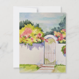 Cartão De Notas Portão de Jardim Arrancado com Aquarela