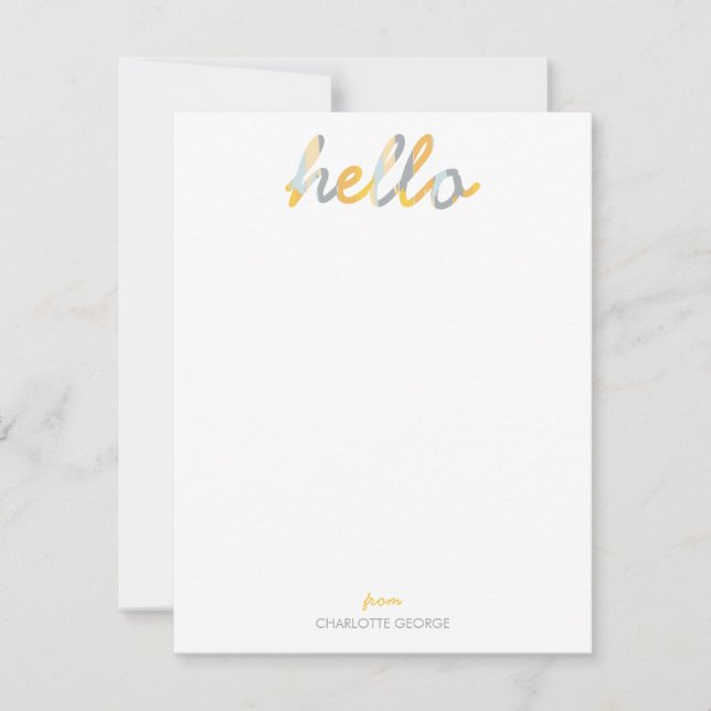 Cartão De Notas Posh Painted Hello Personal Stationery (Frente)
