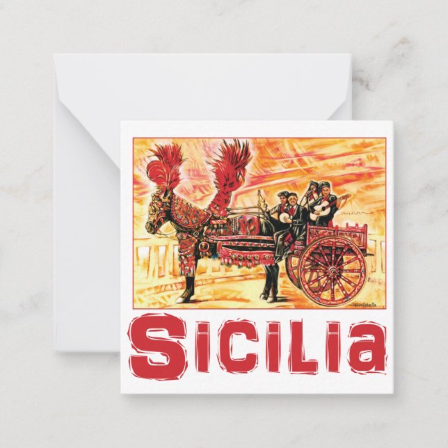 Cartão De Notas Poster de viagens Siciliano Flat Notecard - Sicíli (Frente)