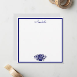 Cartão De Notas Praça Azul Floral Azul Personalizada