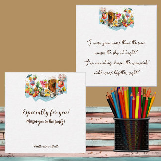 Cartão De Notas Praia Cocktails Festa de Frutas Tropicais Desapare