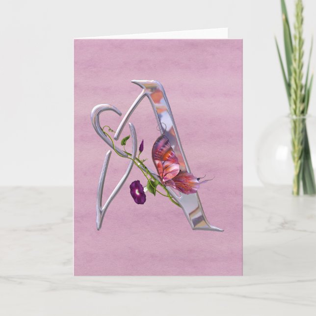 Cartão De Notas Precious Butterfly Initial A (Frente)