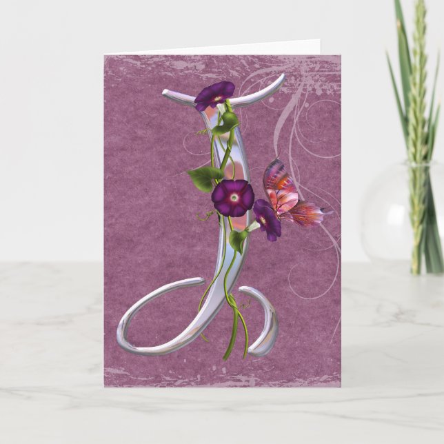 Cartão De Notas Precious Butterfly Initial J (Frente)