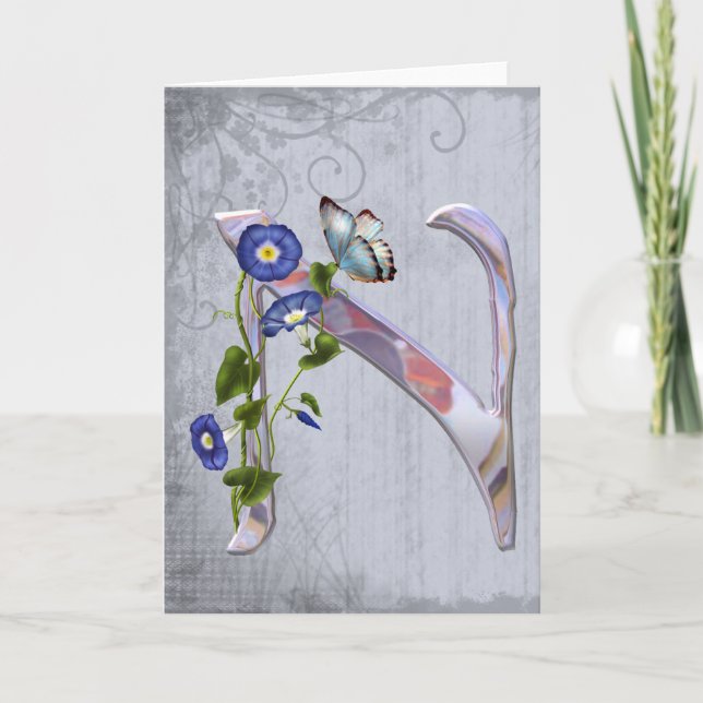 Cartão De Notas Precious Butterfly Initial N (Frente)