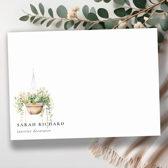 Cartão De Notas Prendendo Plantas De Casa Floral Aquarela Botânica (Criador carregado)