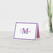 Preppy Pink and Navy Blue Simple Monogram