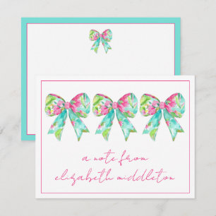 Cartão De Notas Preppy Pink e Arcos verdes personalizados