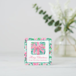 Cartão De Notas Preppy Pink & Green Christmas Enclosure (Gabinete 