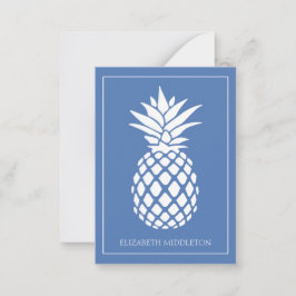 Cartão De Notas Preppy White Pineapple on Blue