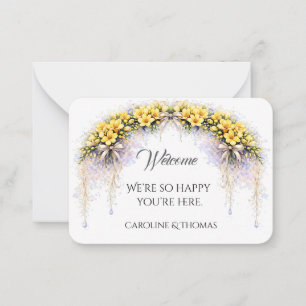 Cartão De Notas Presente de Boas-Vindas de Casamento Amarelo Canár