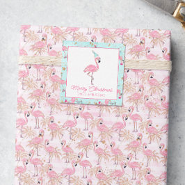Cartão De Notas Presente de Natal Flamingo Beach, Papais noeis Ros