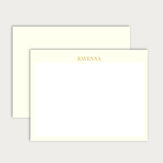 Cartão De Notas Presente de Nome Serif Personalizado Luxo Creme Pa