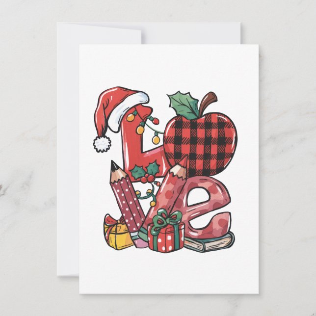 Cartão De Notas Presente de Professor | Feliz Natal Amor (Frente)