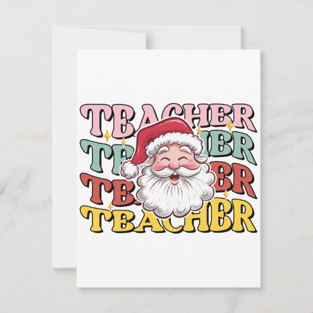 Cartão De Notas Presente de Professor | Papai Noel Professor (Frente)