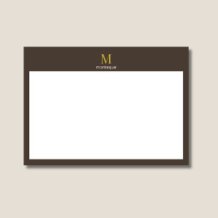 Cartão De Notas Presente Personalizado em Taupe Gold Monograma Nom