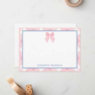 Cartão De Notas Presente Personalizado para Meninas com Xadrez Ros