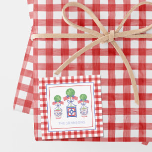 Cartão De Notas Presente Topiário de Bandeira Patriótica Americana