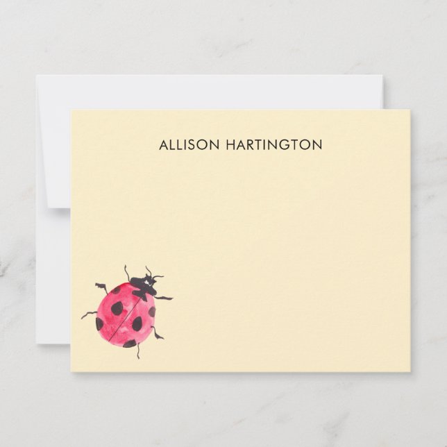 Cartão De Notas Pretty Ladybug Garden Buttercream Thank You Card (Frente)