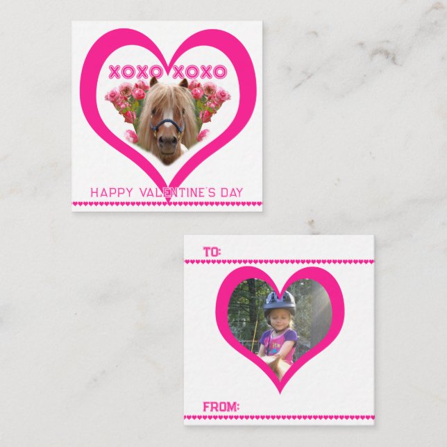 Cartão De Notas Pretty Pony in Pink Valentine's Day Cards for Kids (Frente/Verso)