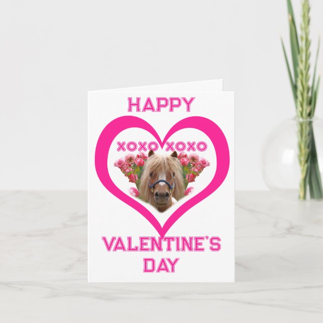 Cartão De Notas Pretty Pony in Pink Valentine's Day Cards for Kids (Frente)