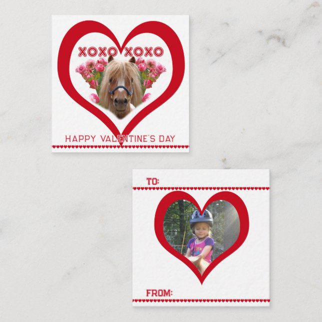 Cartão De Notas Pretty Pony in Red Valentine's Day Cards for Kids (Frente/Verso)