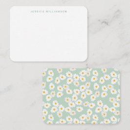 Cartão De Notas Primavera Pastel Sage Blue Daisies Nome Personaliz
