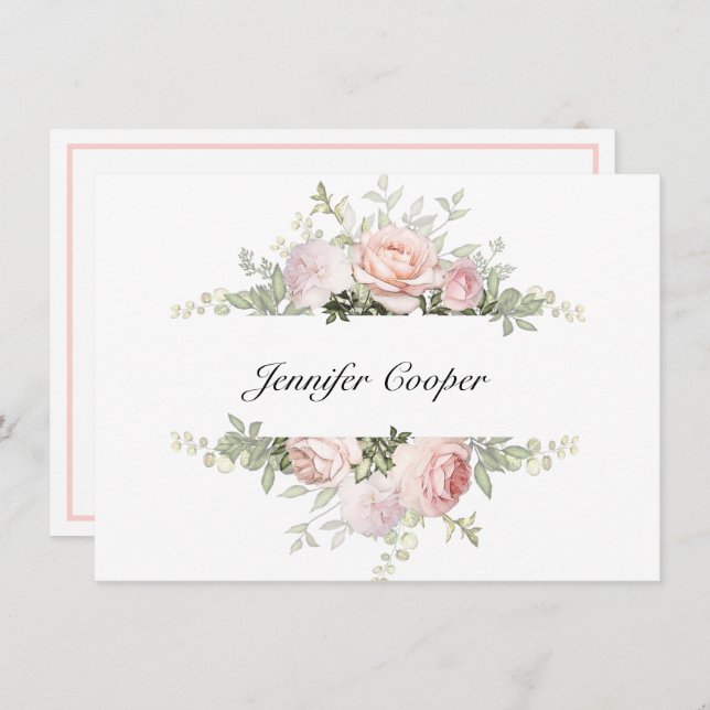 Cartão De Notas Primavera Rosas Da Sua Mesa A Pessoal (Frente/Verso)