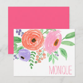 Cartão De Notas Primavera Watercolor Floral Personalizado