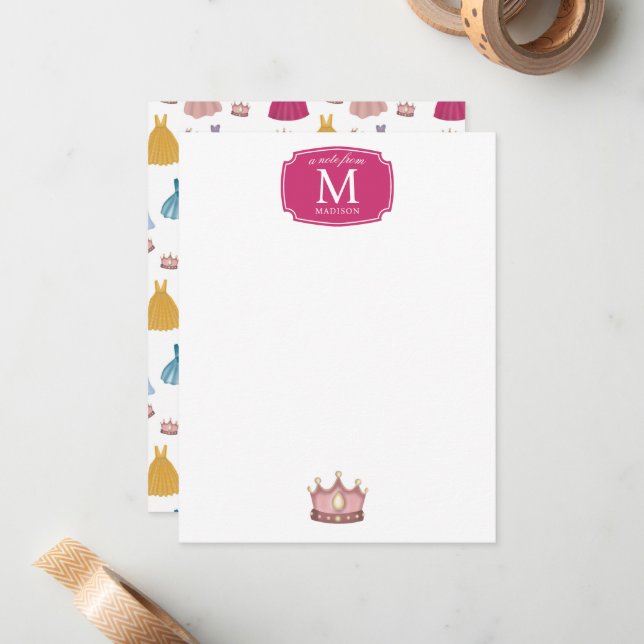 Cartão De Notas Princesa Veste Fairytalhe Crianças Pequenas (Frente/Verso In Situ)