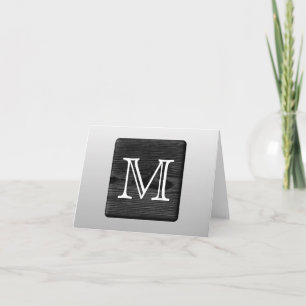 Cartão De Notas Printed Pattern and Custom Letter. Black and White