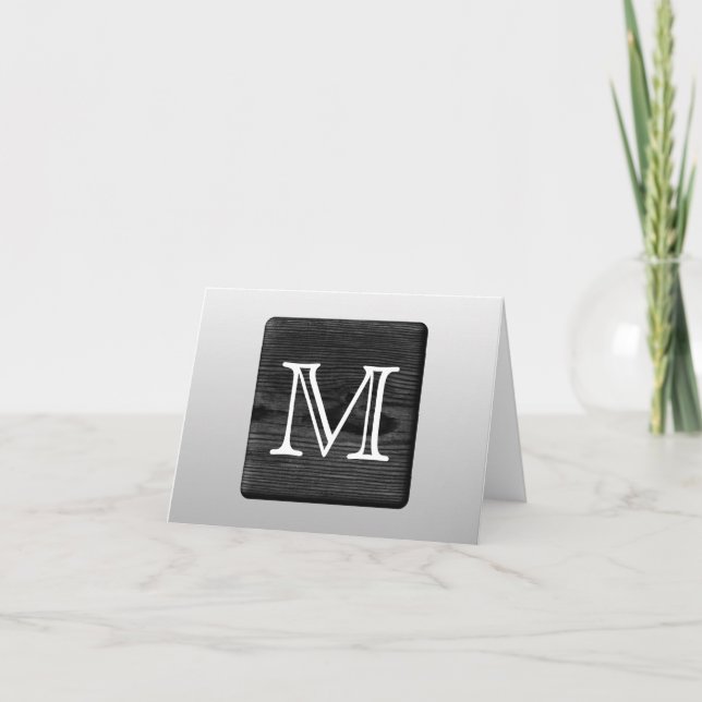 Cartão De Notas Printed Pattern and Custom Letter. Black and White (Frente)