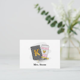 Cartão De Notas Professor de infantário Preppy Notebook Preto Café