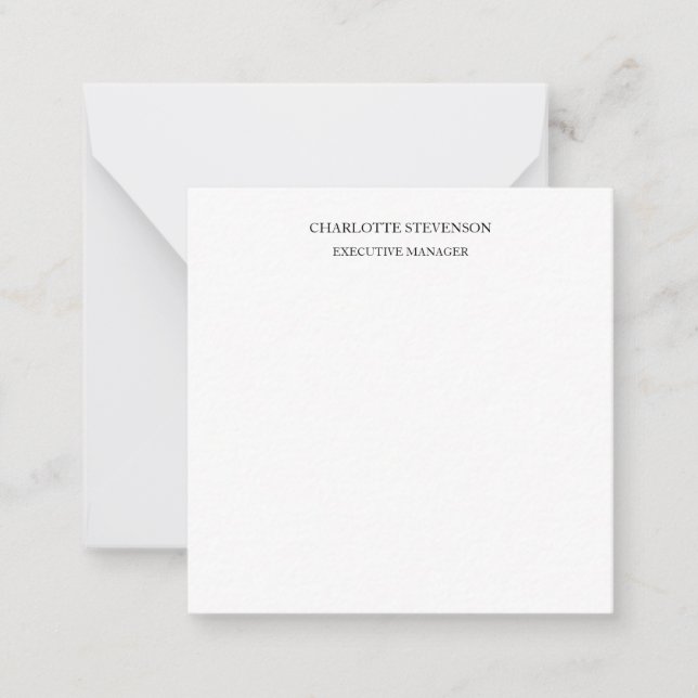 Cartão De Notas Profissional Moderno Branco Simples Minimalista (Frente)