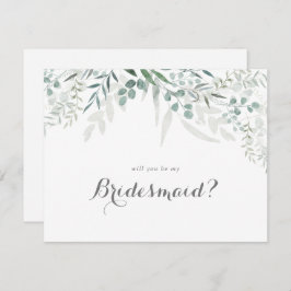Cartão De Notas Proposta de Bridesmaid de Eucalyptus com um verde 