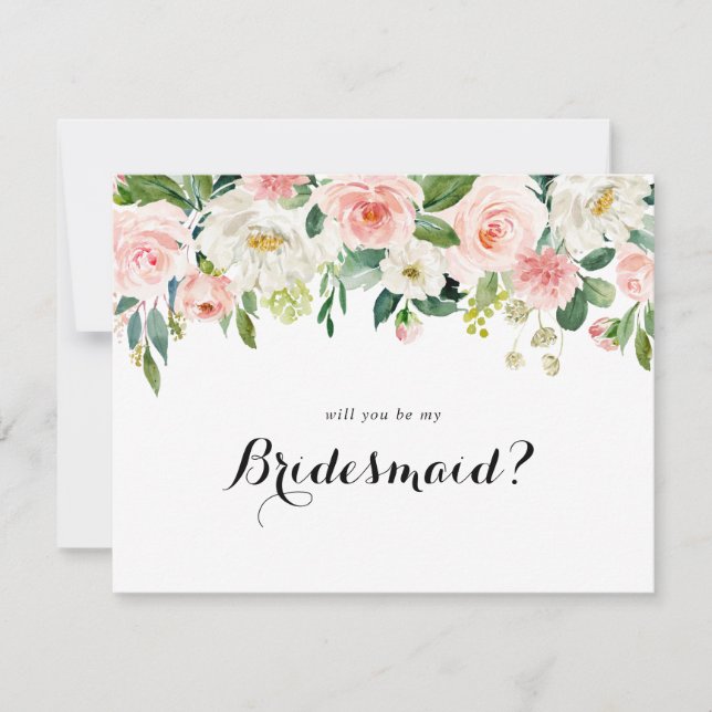 Cartão De Notas Proposta de Bridesmaid de Folhagem Verde Floral Si (Frente)