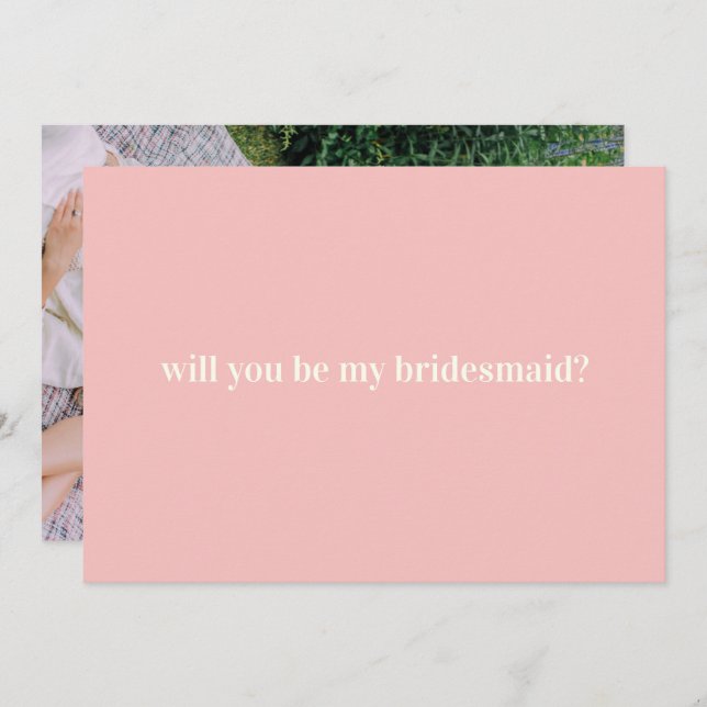 Cartão De Notas Proposta de Bridesmaid em Blush com foto na parte  (Frente/Verso)