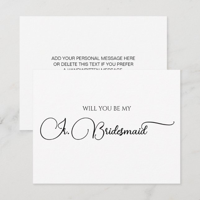 Cartão De Notas Proposta de Bridesmaid Júnior de Script Elegante S (Frente/Verso)