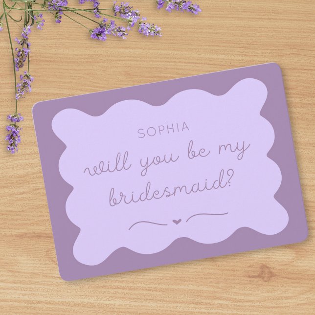Cartão De Notas Proposta de Bridesmaid Personalizada da Lavanda Mo (Criador carregado)