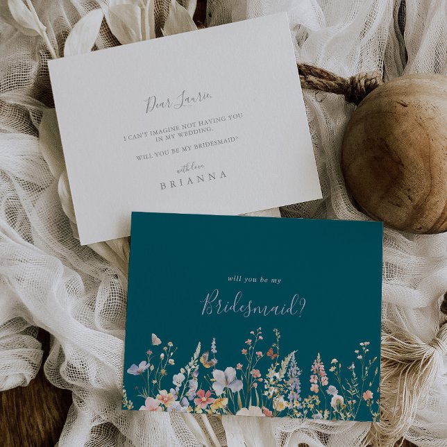 Cartão De Notas Proposta de Bridesmaid Verde de Flor Selvagem Mult (Criador carregado)