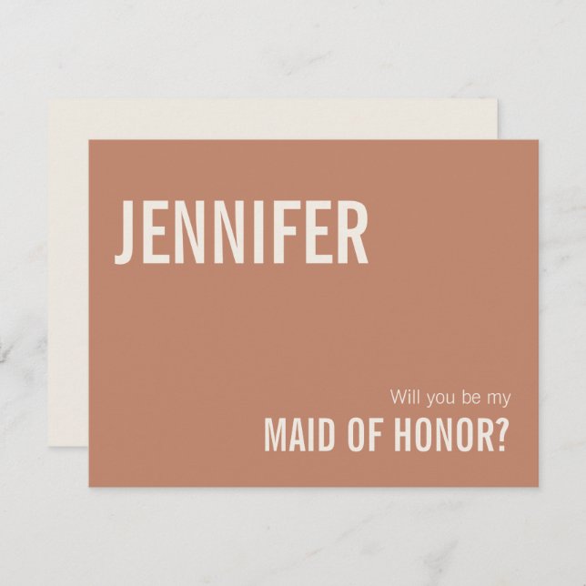 Cartão De Notas Proposta de Madrinha de casamento de Terracotta Si (Frente/Verso)