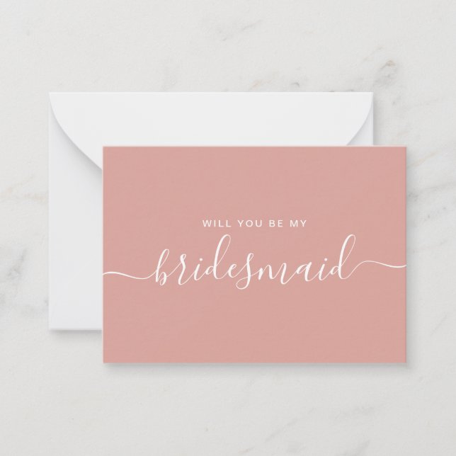 Cartão De Notas Proposta Minimalista de Rosa Bridesmaid (Frente)
