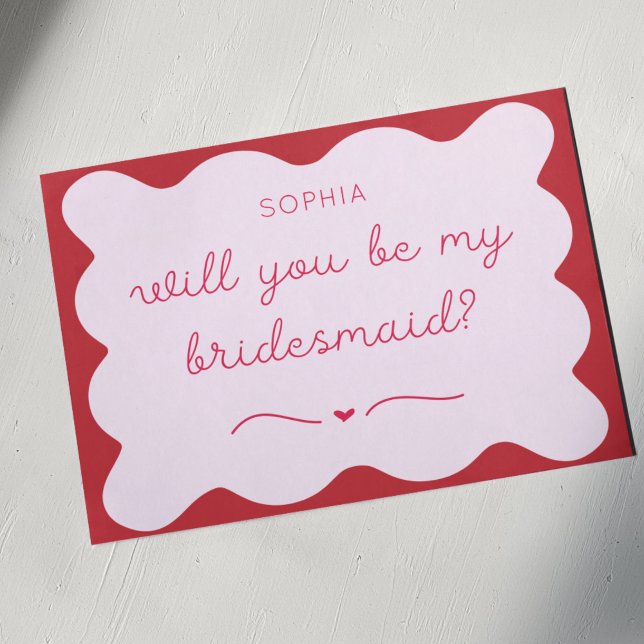 Cartão De Notas Proposta Moderna de Bridesmaid Personalizada Verme (Criador carregado)