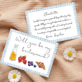 Cartão De Notas Proposta Personalizada de Gingham Brunch Bridesmai