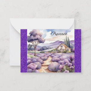 Cartão De Notas Proveniência França Lavanda Campo Aquarela