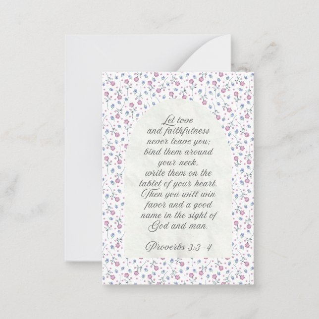 Cartão De Notas Proverbs 3:3–4 Floral Scripture  (Frente)