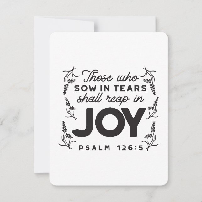 Cartão De Notas Psalm 126:5 Scripture Typography – Reap in Joy (Frente)