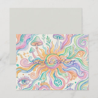 Cartão De Notas Psicodélico Hippie Aquarela Suave