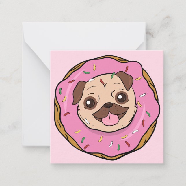 Cartão De Notas Pug Donut (Frente)